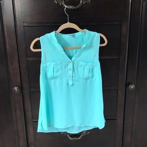 Teal blue green blouse